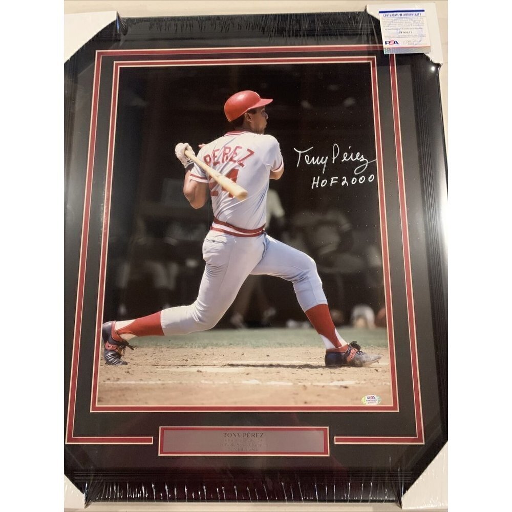 Tony Perez autograph signed Reds Inscribed HOF 2000 16x20 photo framed PSA/DNA